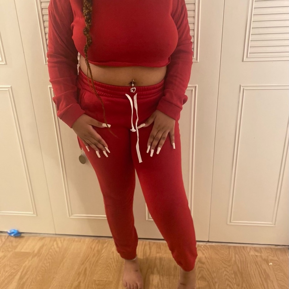 2 piece crop top jogger with hood